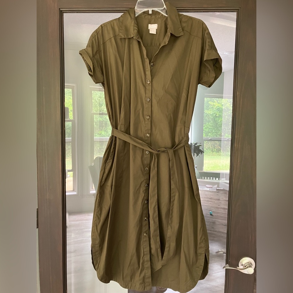 Chicos Olive Green Shirt Dress size 1P or 8/10